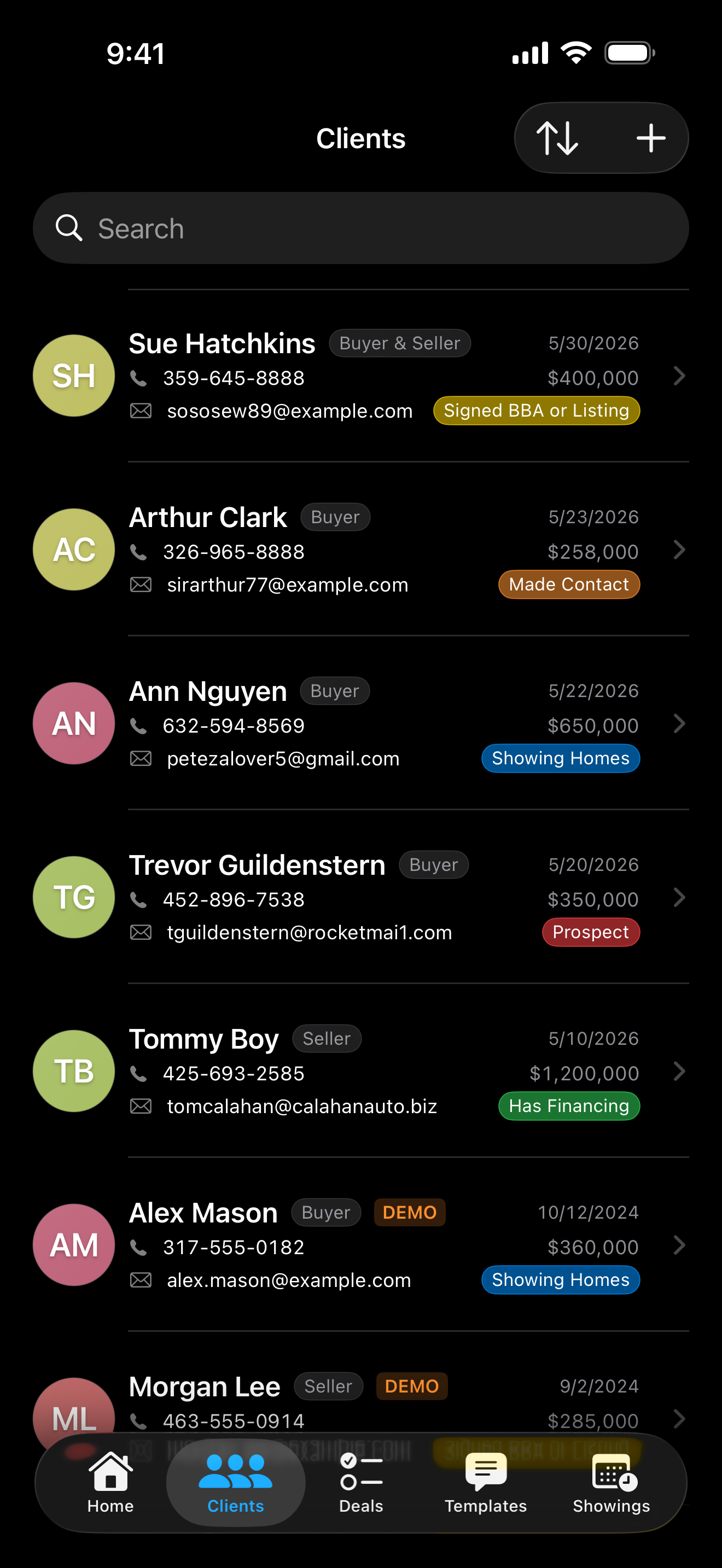 Closing CRM clients list
