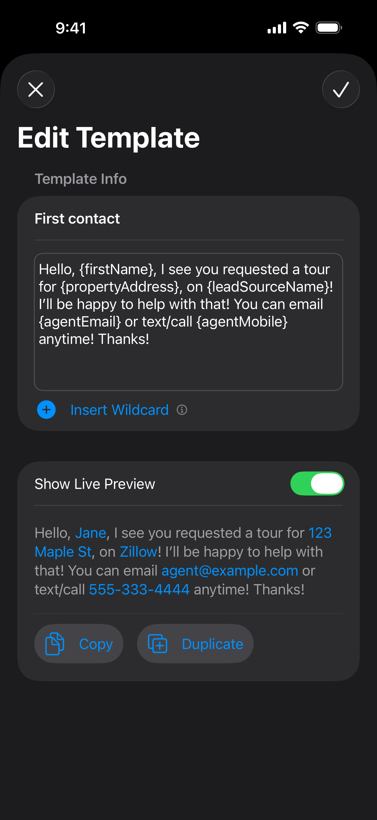 Personalized follow-ups in two taps